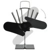 Teplem poháněný ventilátor na kamna 2 lopatky černý 51239