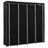 282445 vidaXL Wardrobe with 4 Compartments Black 175x45x170 cm 282445