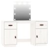 Set toaletního stolku s LED Bílý masivní borovice 3107840