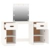 Set toaletního stolku s LED Bílý masivní borovice 3107840
