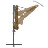 Boční zahradní slunečník s ocelovou tyčí taupe 300 cm 44631