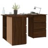 Rohový psací stůl hnědý dub 145 x 100 x 76 cm kompozitní dřevo 815443