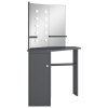 Rohový toaletní stolek s LED světlem šedý 111 x 54 x 141,5 cm 326532