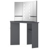 Rohový toaletní stolek s LED světlem šedý 111 x 54 x 141,5 cm 326532