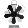 Teplem poháněný ventilátor na kamna 5 lopatek černý 51242