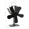 Teplem poháněný ventilátor na kamna 5 lopatek černý 51242