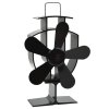 Teplem poháněný ventilátor na kamna 5 lopatek černý 51238