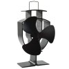 Teplem poháněný ventilátor na kamna 3 lopatky černý 51236