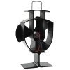Teplem poháněný ventilátor na kamna 3 lopatky černý 51236
