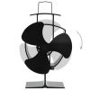 Teplem poháněný ventilátor na kamna 3 lopatky černý 51236