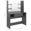 Kosmetický stolek s LED světly 100x40x135 cm MDF zářivě šedý 331543