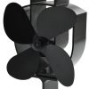 Teplem poháněný ventilátor na kamna 4 lopatky černý 51237