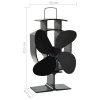 Teplem poháněný ventilátor na kamna 4 lopatky černý 51237