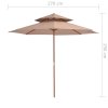 Dvoupatrový slunečník s dřevěnou tyčí 270 cm taupe 44520