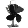 Teplem poháněný ventilátor na kamna 4 lopatky černý 51241