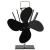 Teplem poháněný ventilátor na kamna 4 lopatky černý 51241