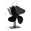 Teplem poháněný ventilátor na kamna 4 lopatky černý 51241