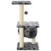 Škrabadlo pro kočky sisalové sloupky 65 cm šedé s potiskem 170547
