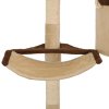 Nástěnné škrabadlo pro kočky sisalové sloupky 194cm béžovohnědé 170589