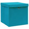 Úložné boxy s víky 10 ks 28 x 28 x 28 cm bledě modré 325234