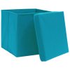 Úložné boxy s víky 10 ks 28 x 28 x 28 cm bledě modré 325234