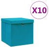 Úložné boxy s víky 10 ks 28 x 28 x 28 cm bledě modré 325234