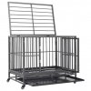 Klec pro psy s kolečky ocel 92 x 62 x 76 cm 171491