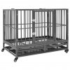 Klec pro psy s kolečky ocel 92 x 62 x 76 cm 171491