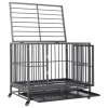 Klec pro psy s kolečky ocel 102 x 72 x 85 cm 171492