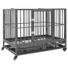 Klec pro psy s kolečky ocel 102 x 72 x 85 cm 171492