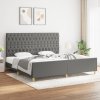 Rám postele s čelem tmavě šedý 200x200 cm textil 3125325