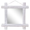 Dřevěné zrcadlo bílé 70 x 70 cm masivní recyklované dřevo 283932