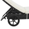 Zahradní lehátka 2 ks s kolečky a poduškami polyratan černá 3078465