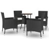 5dílný zahradní bistro set s poduškami černý polyratan 3187433