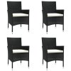 5dílný zahradní bistro set s poduškami černý polyratan 3187433