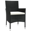 5dílný zahradní bistro set s poduškami černý polyratan 3187433