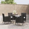 5dílný zahradní bistro set s poduškami černý polyratan 3187433