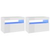Noční stolky s LED osvětlením 2 ks bílé vysoký lesk 60x35x40 cm 3082787