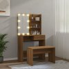 Toaletní stolek sada s LED hnědý dub kompozitní dřevo 3114114