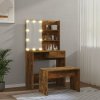 Toaletní stolek sada s LED kouřový dub kompozitní dřevo 3114112