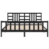 Rám postele s čelem černý 200 x 200 cm masivní dřevo 3191995