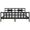Rám postele s čelem černý 200 x 200 cm masivní dřevo 3192580