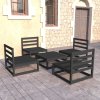 5dílná zahradní sedací souprava černá masivní borovice 3075268
