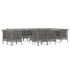 13dílná zahradní sedací souprava s poduškami šedá polyratan 3187588
