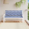 Podušky na lavici 2 ks modré a bílé pruhy 150x50x7 cm textil 361709