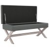 Stolička s úložným prostorem tmavě šedá 110x45x49 cm textil 344523