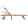 Skládácí zahradní lehátko s kolečky masivní teak a textilen 44668