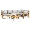 6dílná zahradní sedací souprava světle šedé podušky bambus 3155105