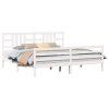 Rám postele s čelem bílý 200 x 200 cm masivní dřevo 3193942