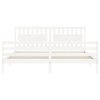 Rám postele s čelem bílý 200 x 200 cm masivní dřevo 3194332